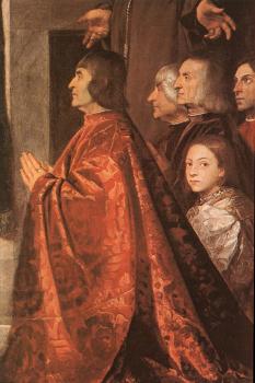 Madonna with Saints and Members of the Pesaro Family detail